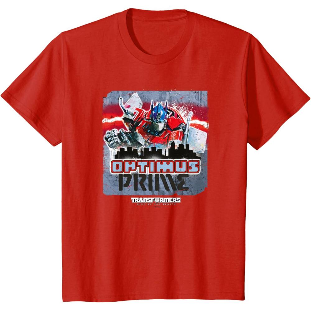 image:imageTransformers Rise of the Beasts Optimus Distressed Shot TShirtRed