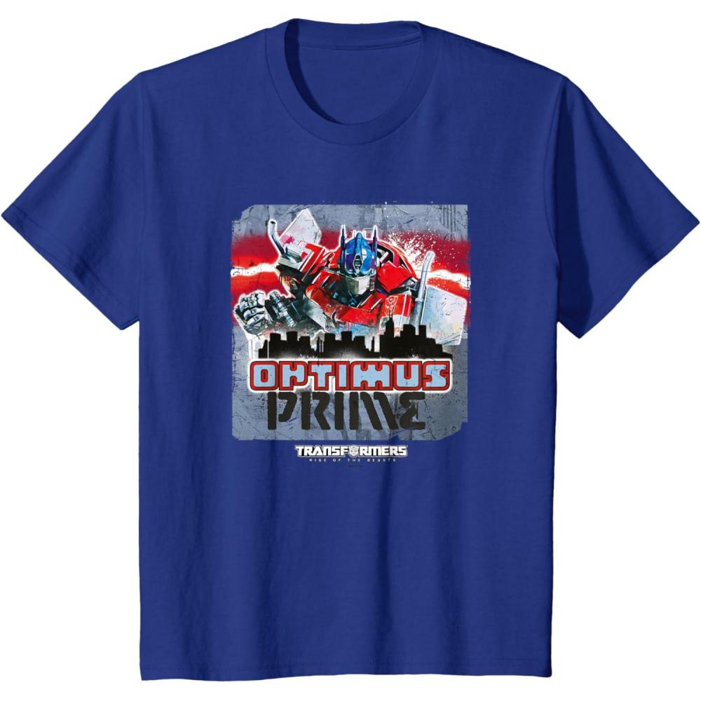 image:imageTransformers Rise of the Beasts Optimus Distressed Shot TShirtRoyal Blue