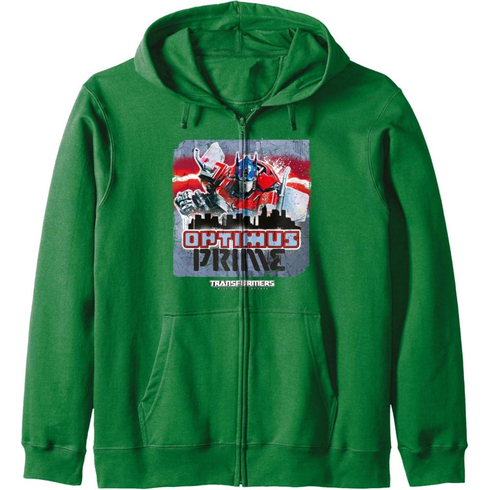 image:imageTransformers Rise of the Beasts Optimus Distressed Shot Zip HoodieDark Green