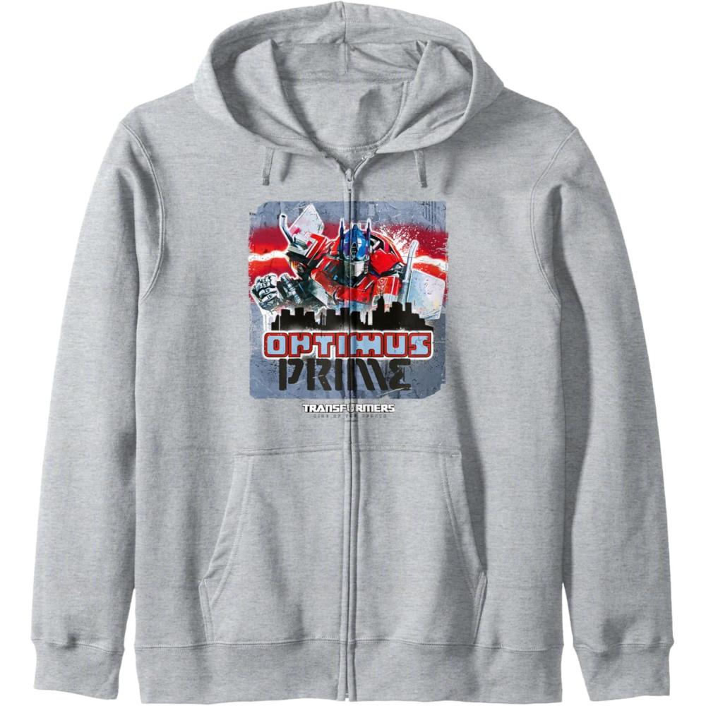 image:imageTransformers Rise of the Beasts Optimus Distressed Shot Zip HoodieHeather Grey