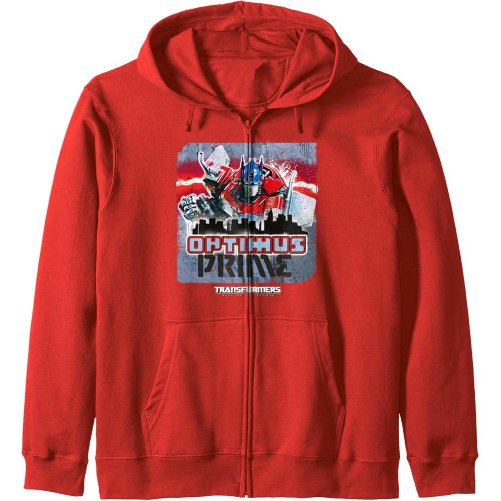 image:imageTransformers Rise of the Beasts Optimus Distressed Shot Zip HoodieRed