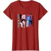 Transformers Good Vs. Evil Split Face Graffiti Retro Poster T-Shirt(Cranberry Red)