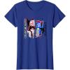 Transformers Good Vs. Evil Split Face Graffiti Retro Poster T-Shirt(Royal Blue)