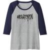 Transformers Megatron Dripping Graffiti Text Logo Raglan Baseball Tee(Navy Blue/Athletic Heather)