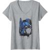 Womens Transformers: Rise of The Beasts Optimus Dripping Retro Shot V-Neck T-Shirt(Heather Grey)