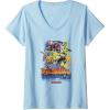 Womens Transformers: Rise of the Beasts Primal Battle Graffiti Shot V-Neck T-Shirt(Baby Blue)