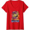 Womens Transformers: Rise of the Beasts Primal Battle Graffiti Shot V-Neck T-Shirt(Red)