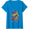 Womens Transformers: Rise of the Beasts Primal Battle Graffiti Shot V-Neck T-Shirt(Sapphire Blue)