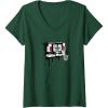 Womens Transformers Soundwave Tape Cassette Player Form Graffiti V-Neck T-Shirt(Dark Green)