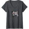 Womens Transformers Soundwave Tape Cassette Player Form Graffiti V-Neck T-Shirt(Dark Heather Grey)