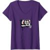 Womens Transformers Soundwave Tape Cassette Player Form Graffiti V-Neck T-Shirt(Purple)