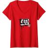 Womens Transformers Soundwave Tape Cassette Player Form Graffiti V-Neck T-Shirt(Red)