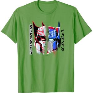 Transformers Good Vs. Evil Split Face Graffiti Retro Poster T-Shirt(Grass Green)