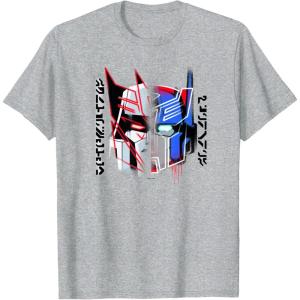 Transformers Good Vs. Evil Split Face Graffiti Retro Poster T-Shirt(Heather Grey)