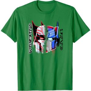Transformers Good Vs. Evil Split Face Graffiti Retro Poster T-Shirt(Kelly Green)