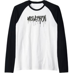 Transformers Megatron Dripping Graffiti Text Logo Raglan Baseball Tee(Black/White)
