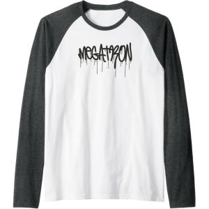 Transformers Megatron Dripping Graffiti Text Logo Raglan Baseball Tee(Dark Heather Grey/White)