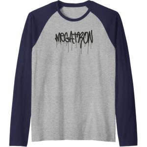 Transformers Megatron Dripping Graffiti Text Logo Raglan Baseball Tee(Navy Blue/Athletic Heather)