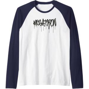 Transformers Megatron Dripping Graffiti Text Logo Raglan Baseball Tee(Navy Blue/White)