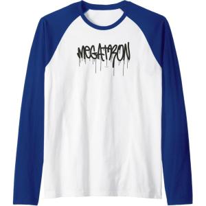Transformers Megatron Dripping Graffiti Text Logo Raglan Baseball Tee(Royal Blue/White)