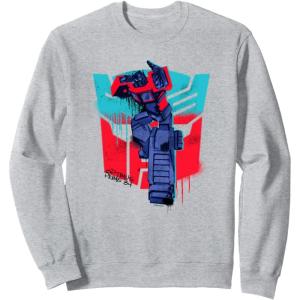 Transformers Optimus Prime 84 Graffiti Painted Wall Portrait Sweatshirt(Heather Grey)