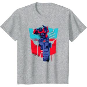Transformers Optimus Prime 84 Graffiti Painted Wall Portrait T-Shirt(Heather Grey)