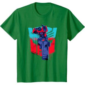 Transformers Optimus Prime 84 Graffiti Painted Wall Portrait T-Shirt(Kelly Green)
