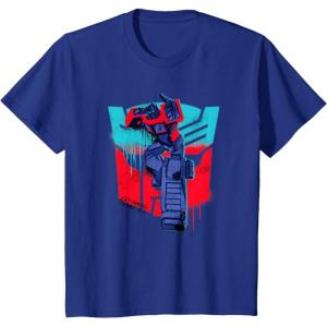 Transformers Optimus Prime 84 Graffiti Painted Wall Portrait T-Shirt(Royal Blue)
