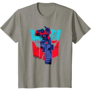 Transformers Optimus Prime 84 Graffiti Painted Wall Portrait T-Shirt(Slate Grey)
