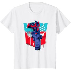 Transformers Optimus Prime 84 Graffiti Painted Wall Portrait T-Shirt(White)