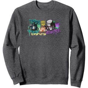 Transformers Optimus Prime Vs. Megatron Retro Graffiti Paint Sweatshirt(Dark Heather Grey)