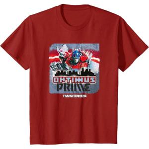 Transformers: Rise of the Beasts Optimus Distressed Shot T-Shirt(Cranberry Red)