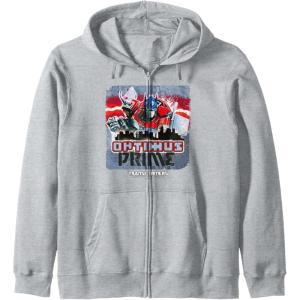 Transformers: Rise of the Beasts Optimus Distressed Shot Zip Hoodie(Heather Grey)