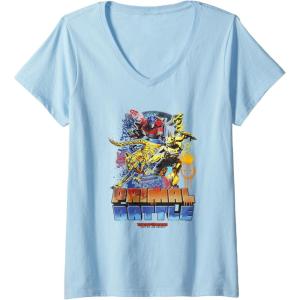 Womens Transformers: Rise of the Beasts Primal Battle Graffiti Shot V-Neck T-Shirt(Baby Blue)