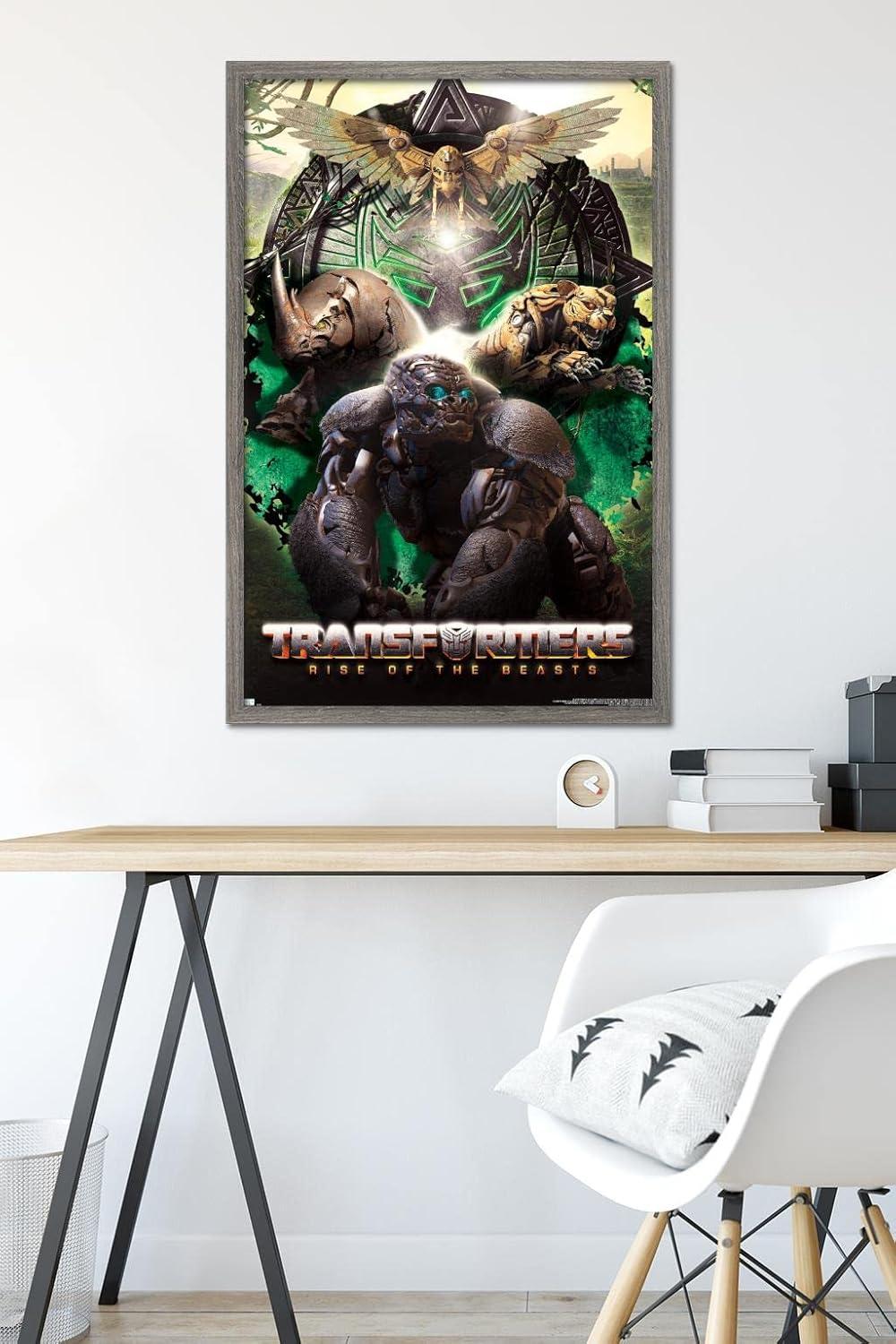 image:imageHasbro Transformers Rise of the Beasts Maximals Wall Poster 34Lquot x 224Wquot Mahogany Framed VersionBarnwood Framed Version