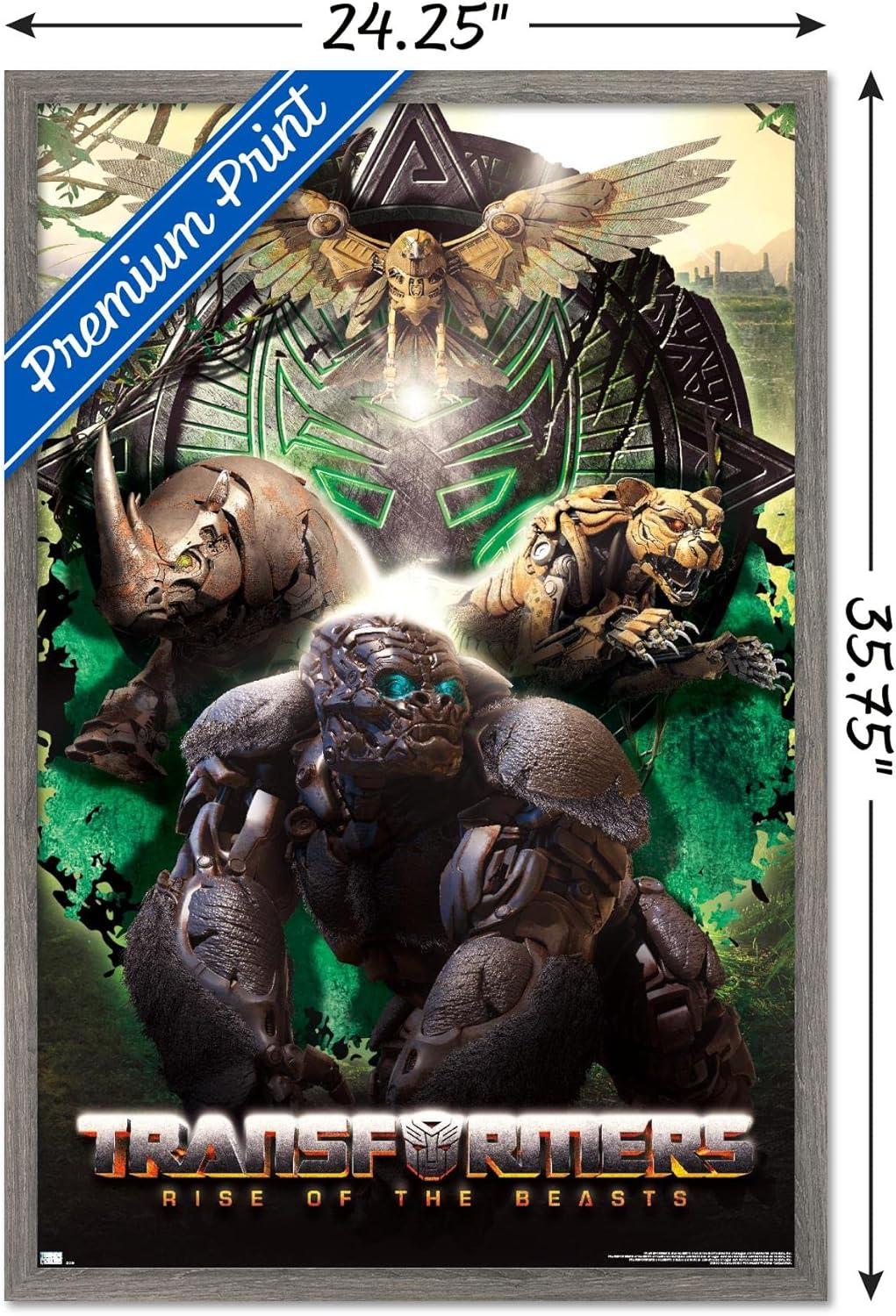 image:imageHasbro Transformers Rise of the Beasts Maximals Wall Poster 34Lquot x 224Wquot Mahogany Framed VersionBarnwood Framed Version