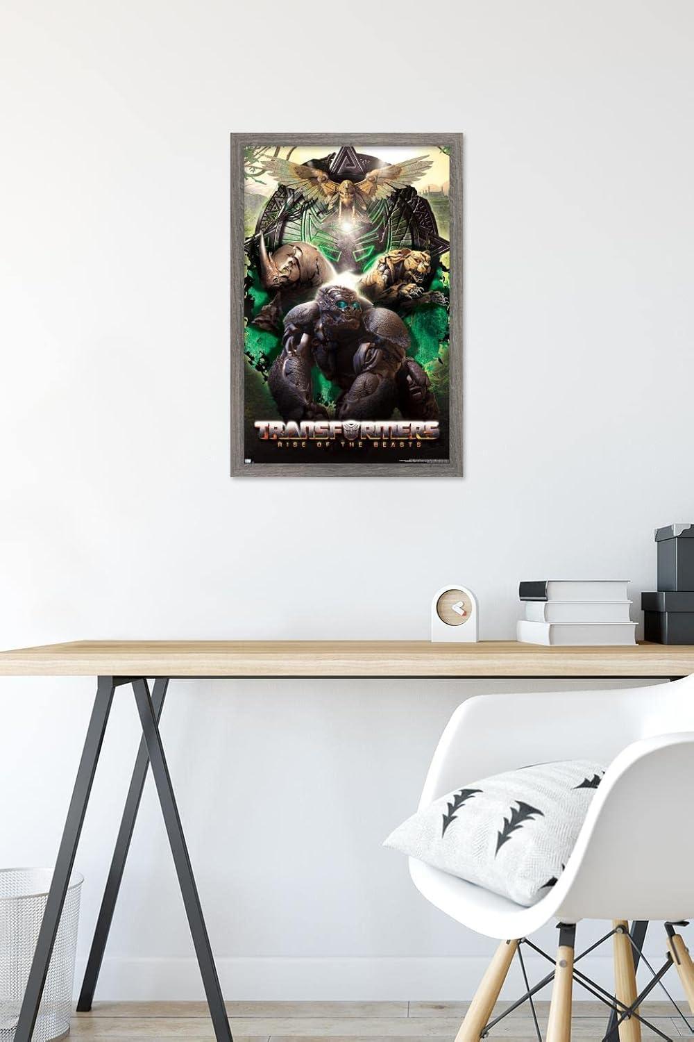 image:imageHasbro Transformers Rise of the Beasts Maximals Wall Poster 34Lquot x 224Wquot Mahogany Framed VersionBarnwood Framed Version