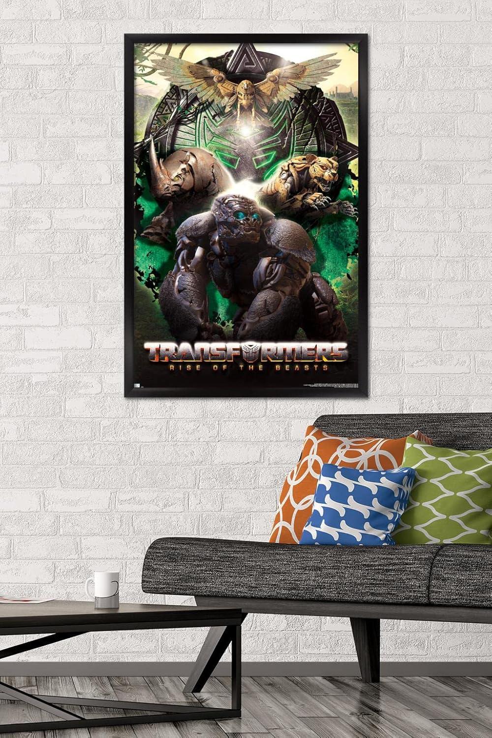 image:imageHasbro Transformers Rise of the Beasts Maximals Wall Poster 34Lquot x 224Wquot Mahogany Framed VersionBlack Framed Version
