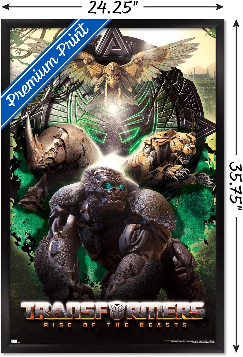 image:imageHasbro Transformers Rise of the Beasts Maximals Wall Poster 34Lquot x 224Wquot Mahogany Framed VersionBlack Framed Version