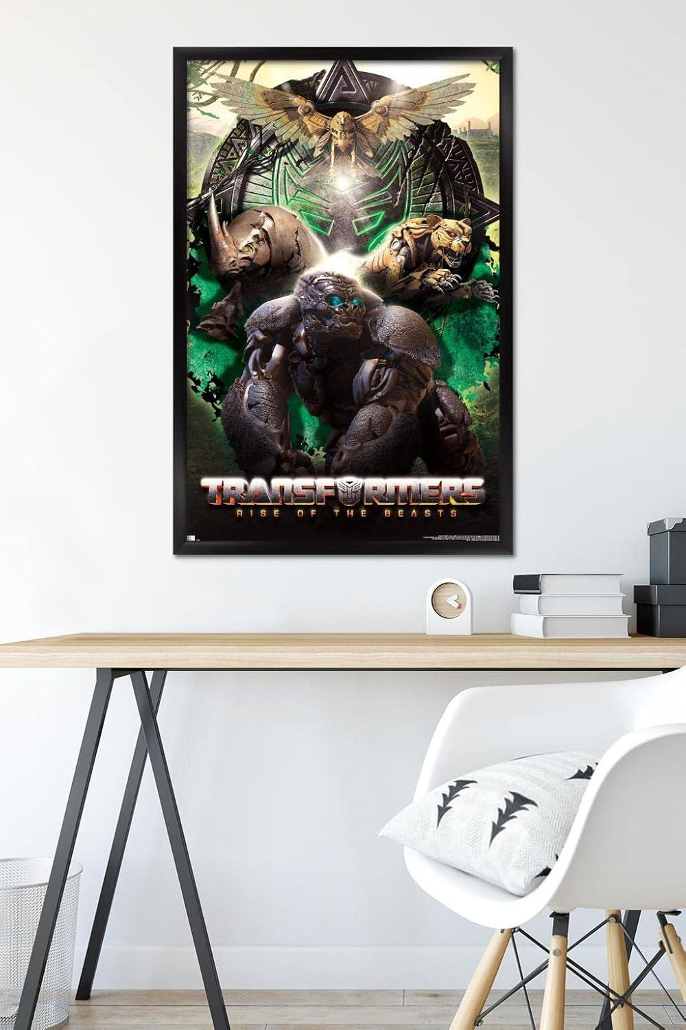 image:imageHasbro Transformers Rise of the Beasts Maximals Wall Poster 34Lquot x 224Wquot Mahogany Framed VersionBlack Framed Version