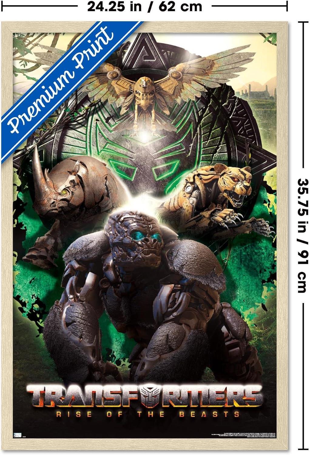 image:imageHasbro Transformers Rise of the Beasts Maximals Wall Poster 34Lquot x 224Wquot Mahogany Framed VersionBlonde Framed Version