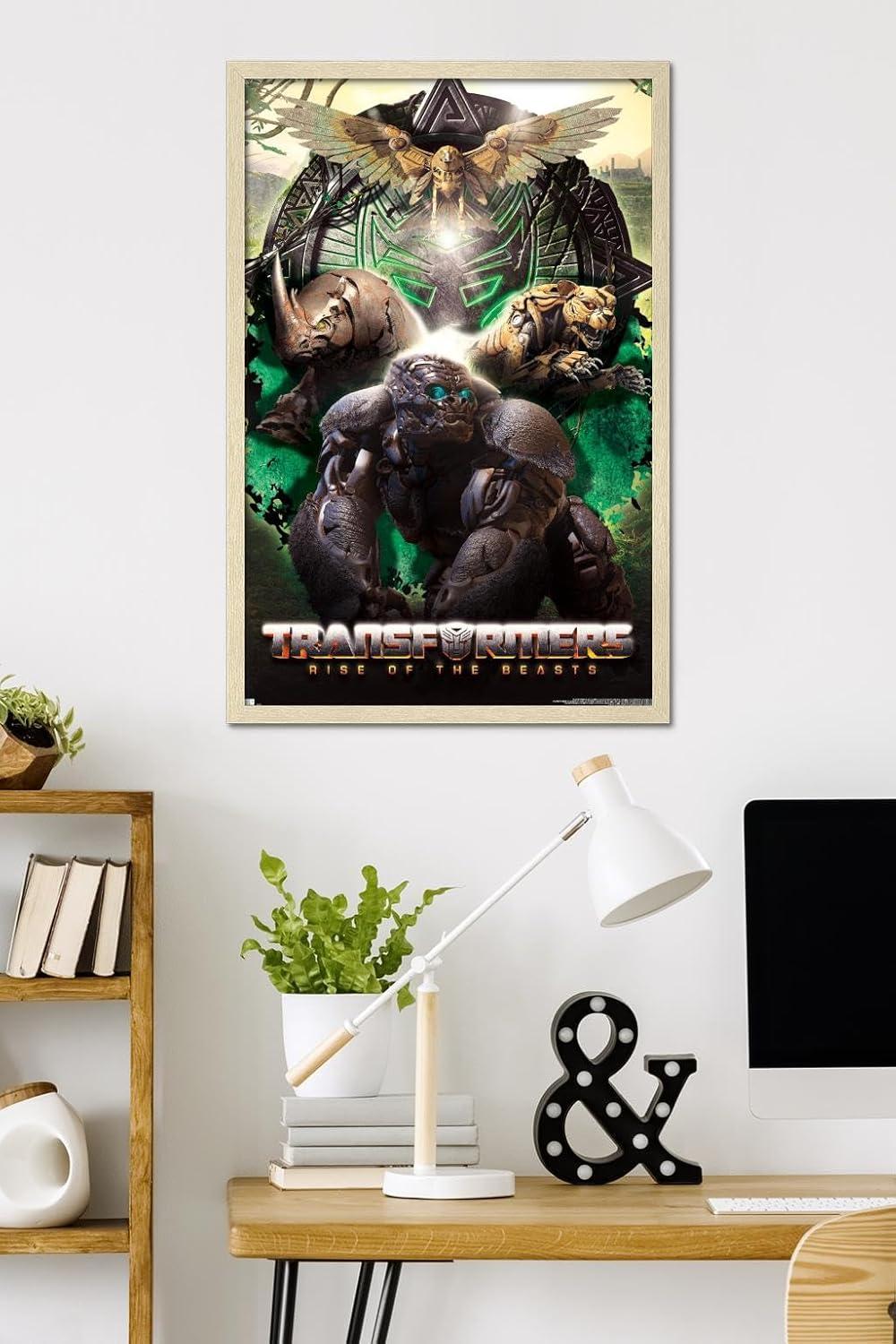 image:imageHasbro Transformers Rise of the Beasts Maximals Wall Poster 34Lquot x 224Wquot Mahogany Framed VersionBlonde Framed Version