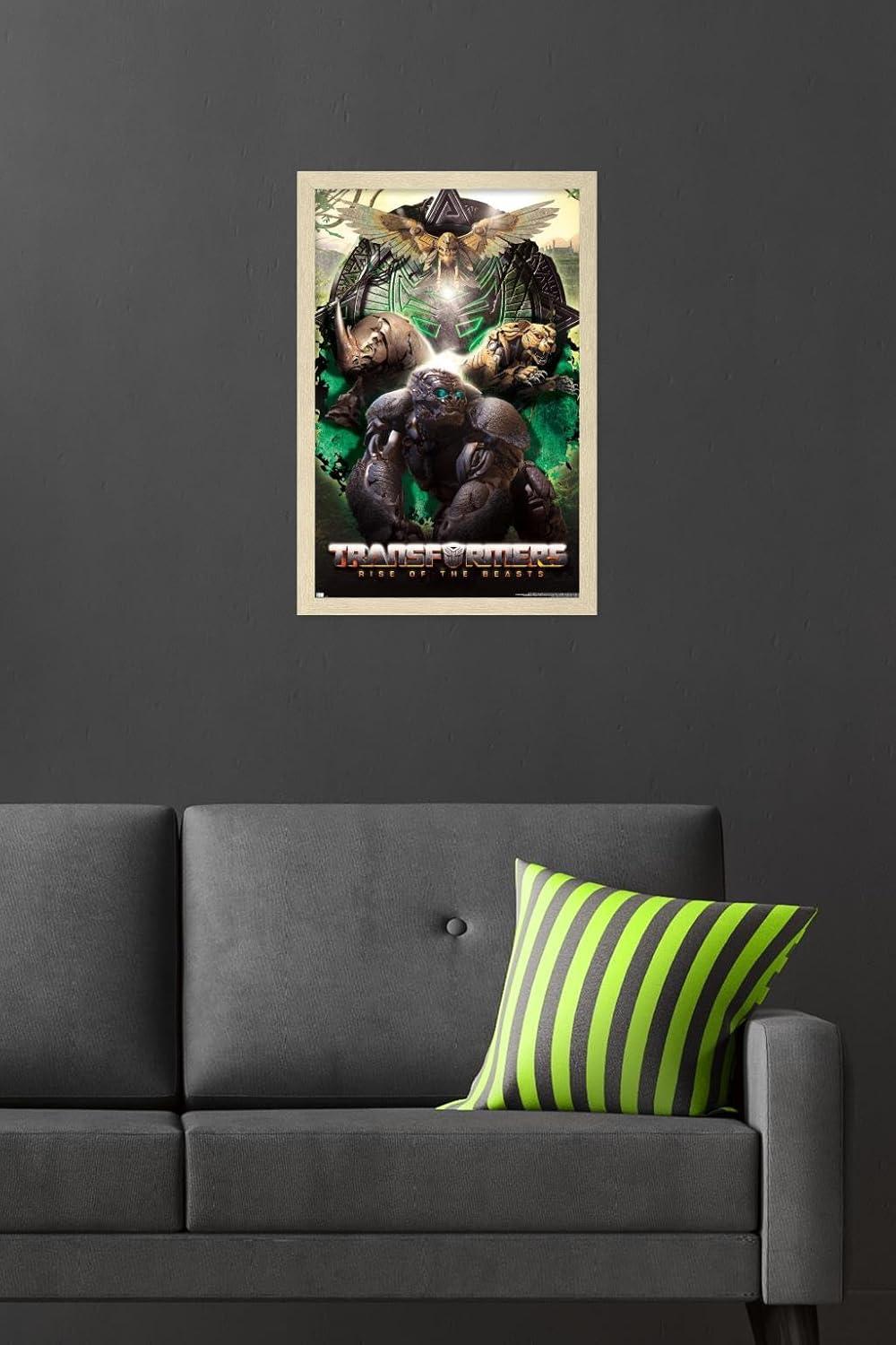 image:imageHasbro Transformers Rise of the Beasts Maximals Wall Poster 34Lquot x 224Wquot Mahogany Framed VersionBlonde Framed Version