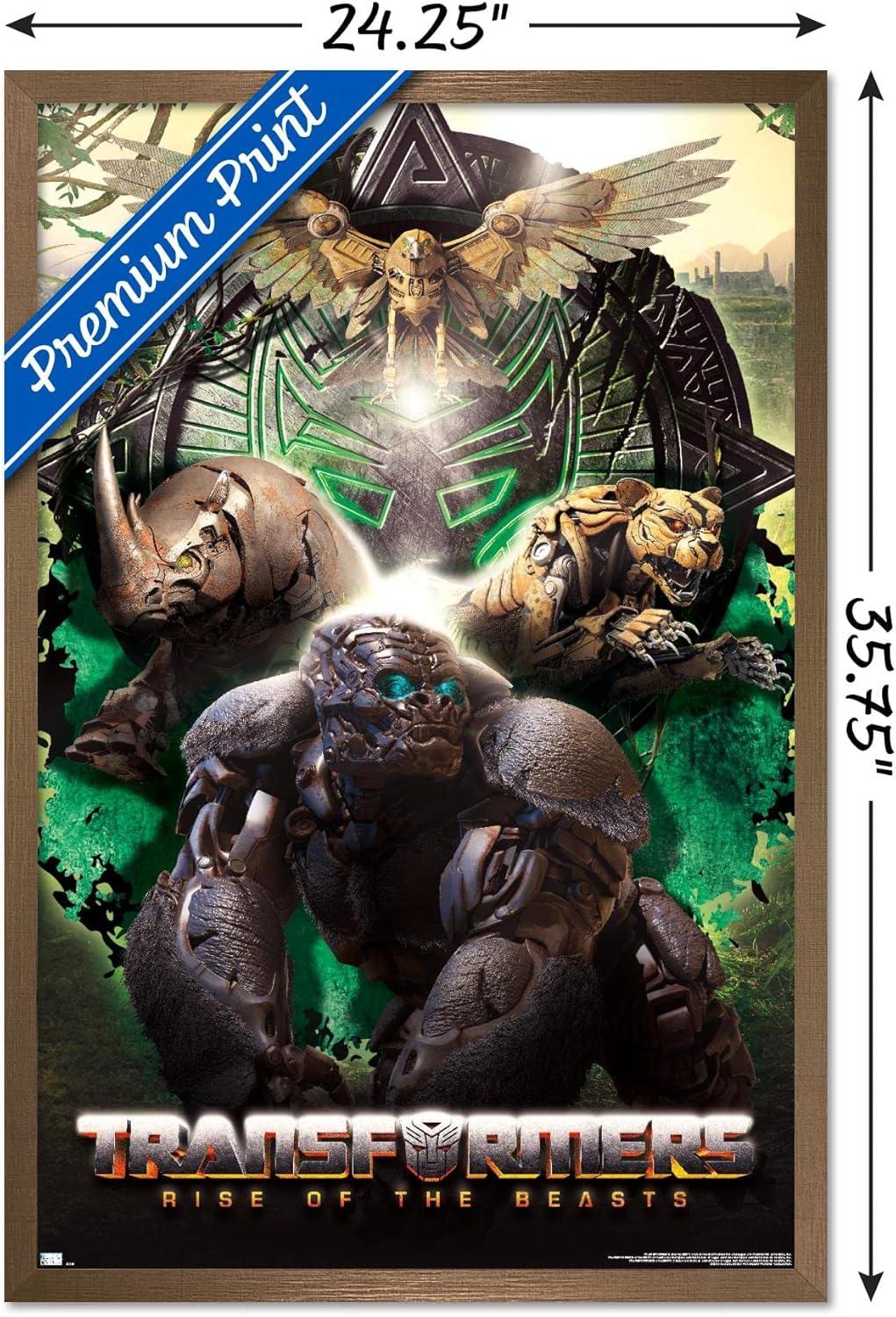 image:imageHasbro Transformers Rise of the Beasts Maximals Wall Poster 34Lquot x 224Wquot Mahogany Framed VersionBronze Framed Version