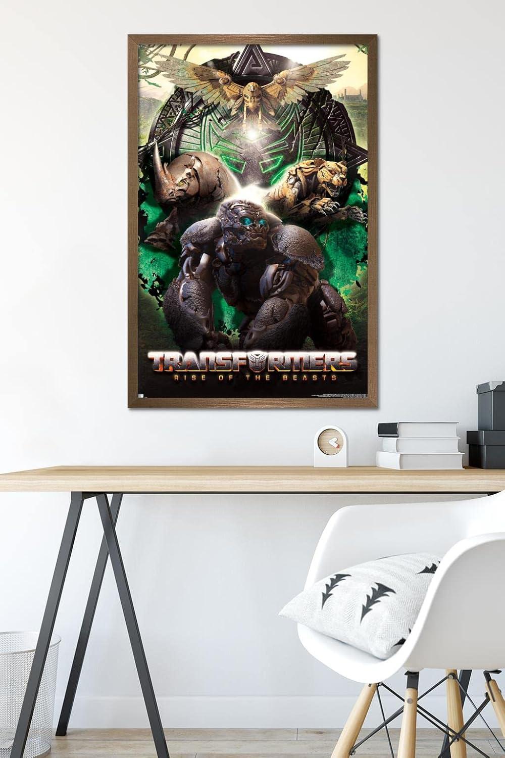 image:imageHasbro Transformers Rise of the Beasts Maximals Wall Poster 34Lquot x 224Wquot Mahogany Framed VersionBronze Framed Version