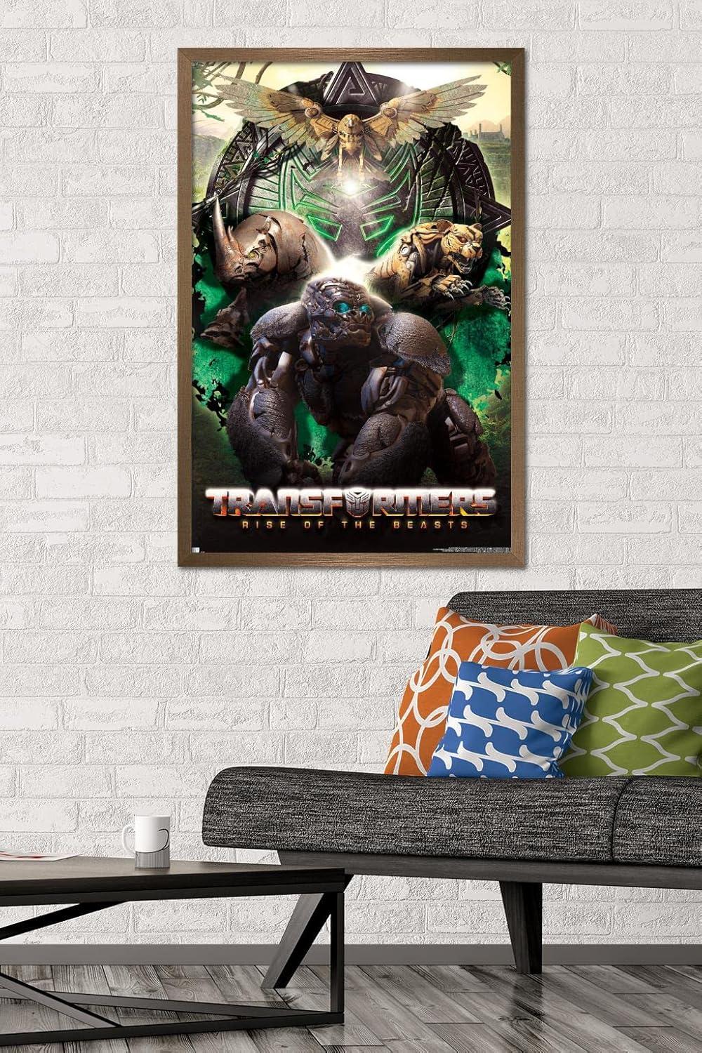 image:imageHasbro Transformers Rise of the Beasts Maximals Wall Poster 34Lquot x 224Wquot Mahogany Framed VersionBronze Framed Version