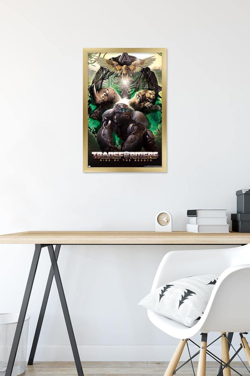 image:imageHasbro Transformers Rise of the Beasts Maximals Wall Poster 34Lquot x 224Wquot Mahogany Framed VersionGold Framed Version