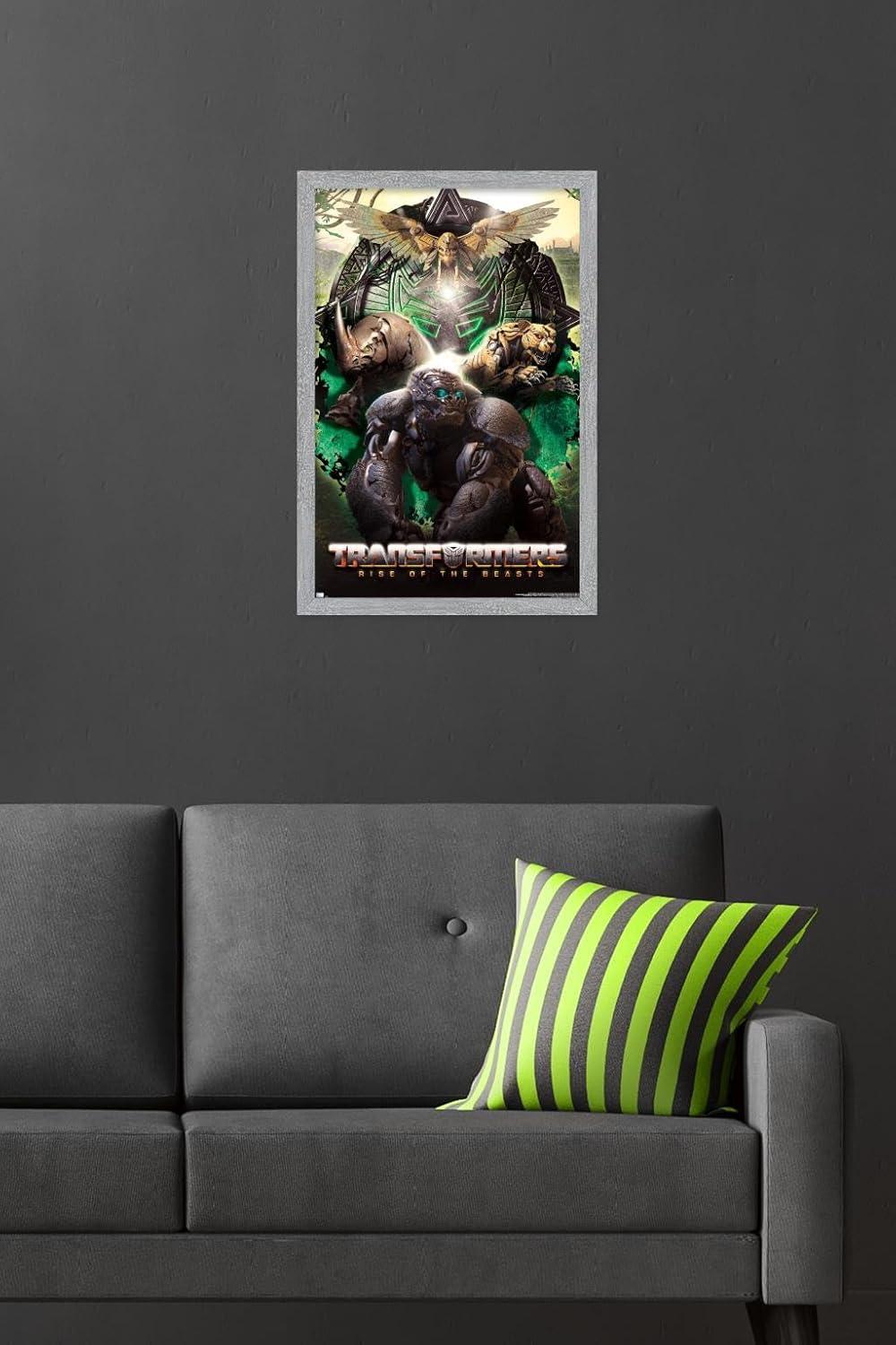 image:imageHasbro Transformers Rise of the Beasts Maximals Wall Poster 34Lquot x 224Wquot Mahogany Framed VersionGray Framed Version