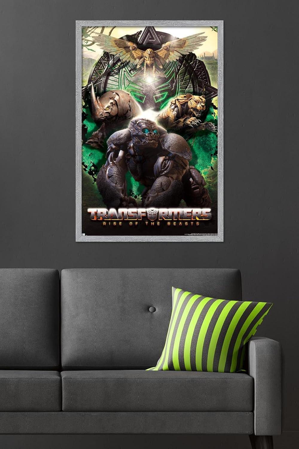 image:imageHasbro Transformers Rise of the Beasts Maximals Wall Poster 34Lquot x 224Wquot Mahogany Framed VersionGray Framed Version