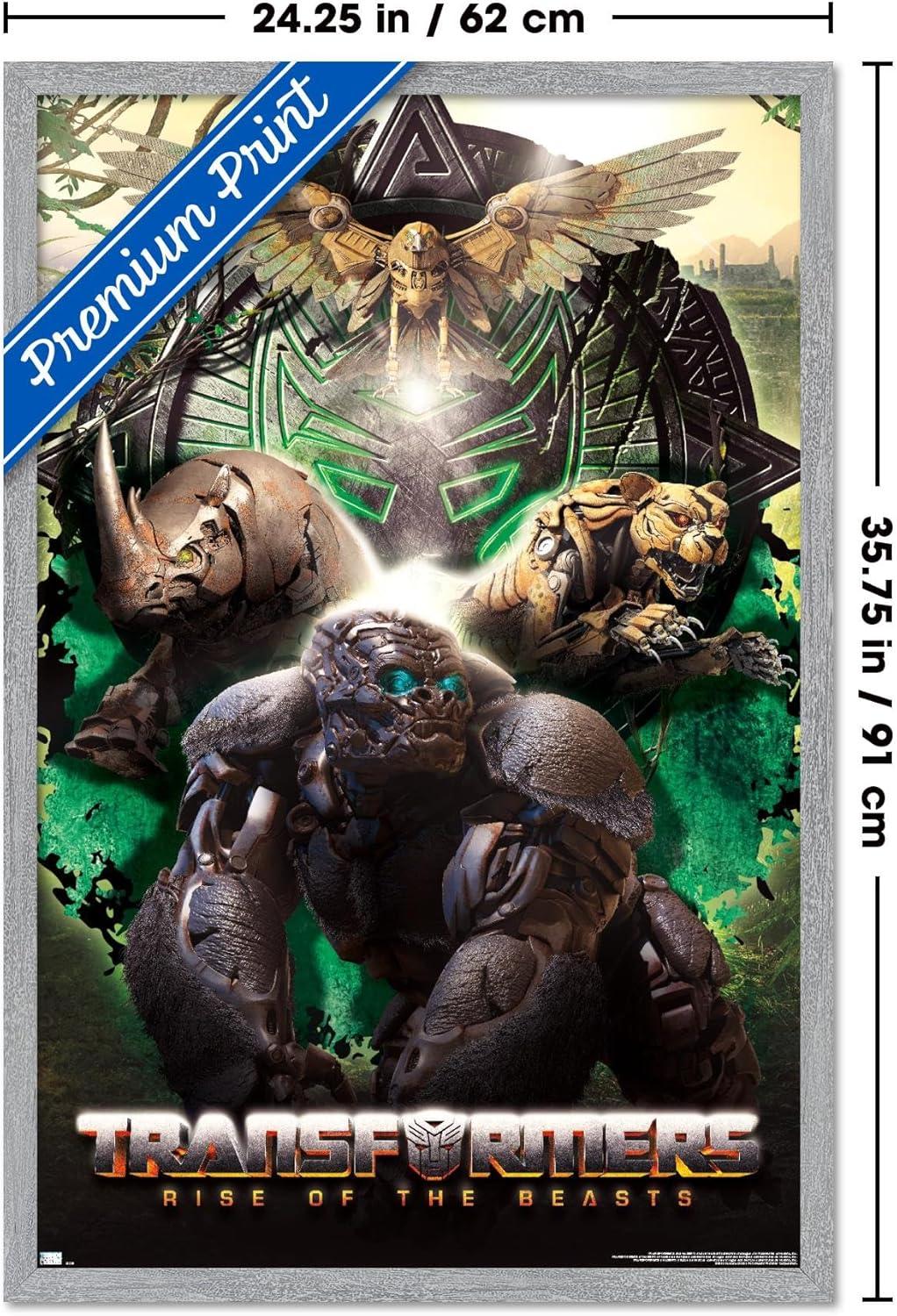 image:imageHasbro Transformers Rise of the Beasts Maximals Wall Poster 34Lquot x 224Wquot Mahogany Framed VersionGray Framed Version